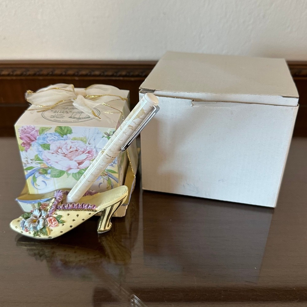 Lady Jayne Writer's Block Set Floral High Heel Shoe Pen Holder Paper Cube 1525